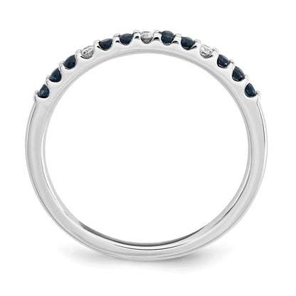 14K White Gold Real Diamond & Sapphire Ring