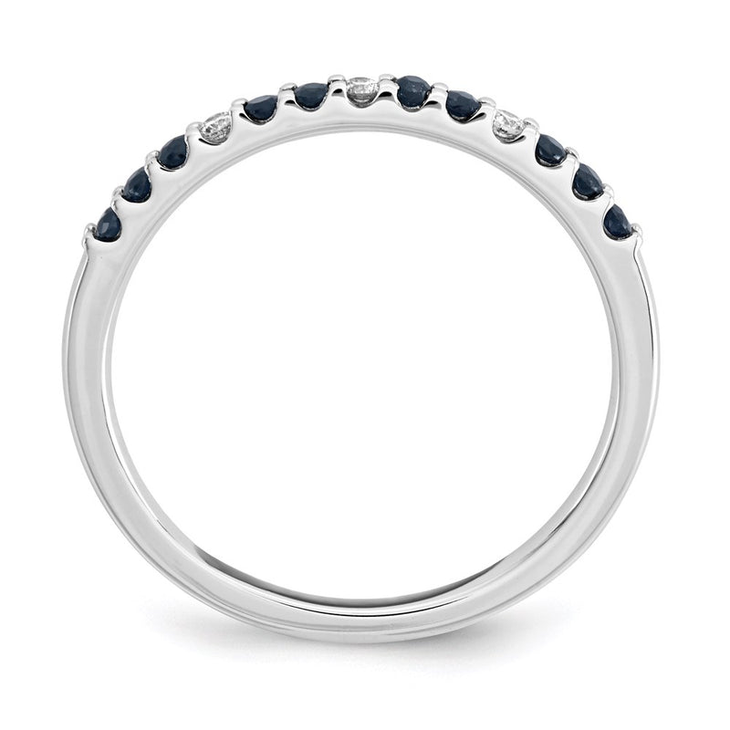 14K White Gold Real Diamond & Sapphire Ring