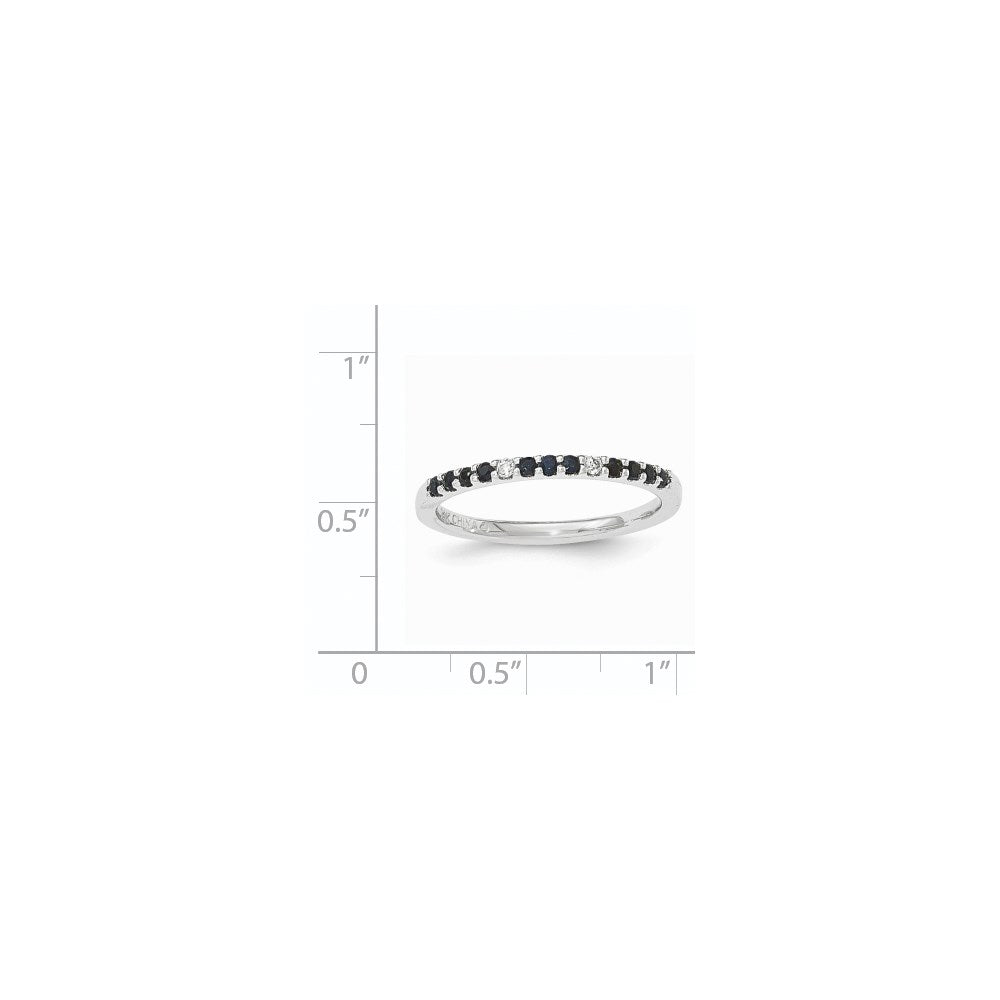 14K White Gold Real Diamond & Sapphire Ring