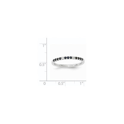 14K White Gold Real Diamond & Sapphire Ring