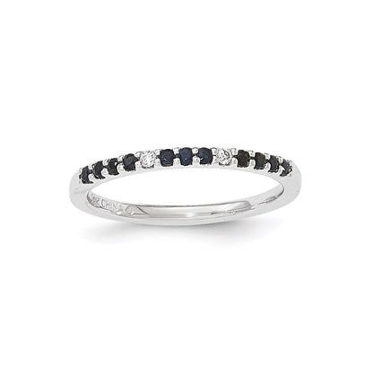 14K White Gold Real Diamond & Sapphire Ring