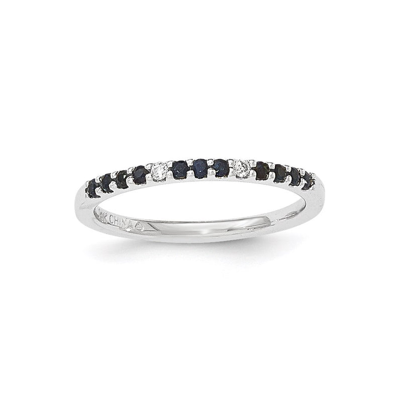 14K White Gold Real Diamond & Sapphire Ring