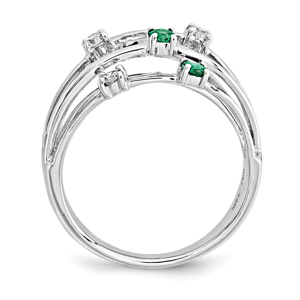 14k White Gold Emerald Real Diamond Ring