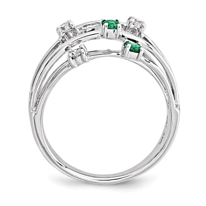14k White Gold Emerald Real Diamond Ring