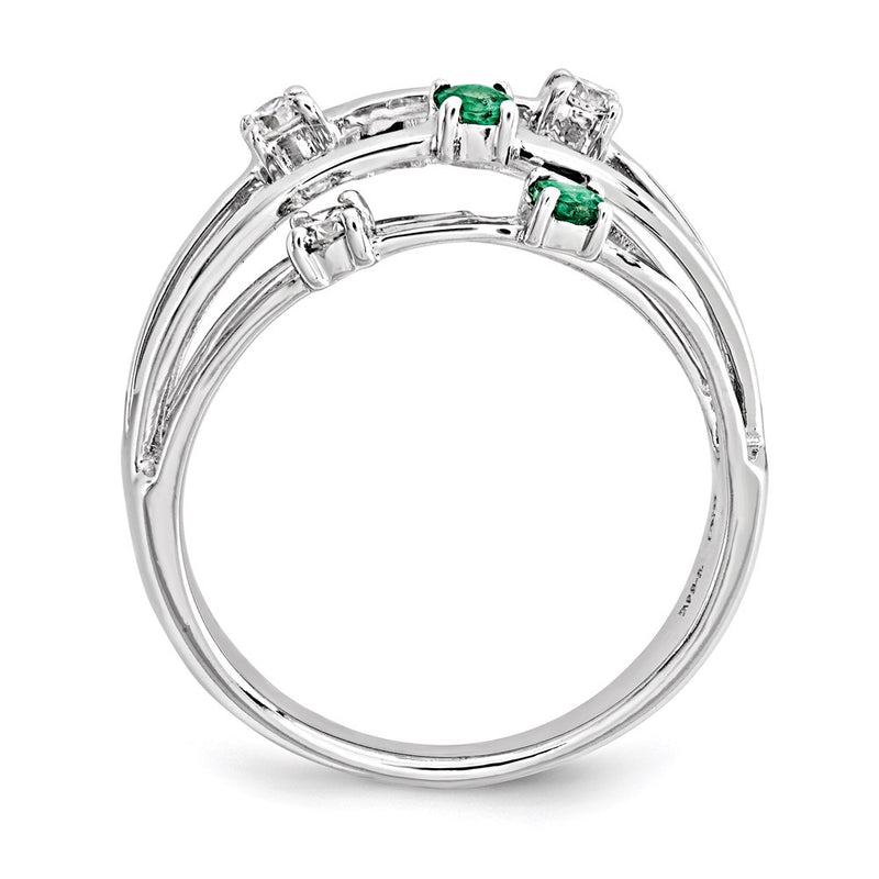 14k White Gold Emerald Real Diamond Ring