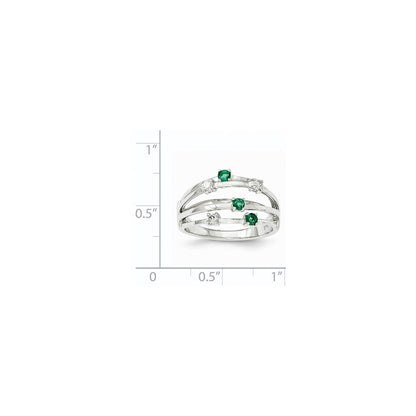 14k White Gold Emerald Real Diamond Ring