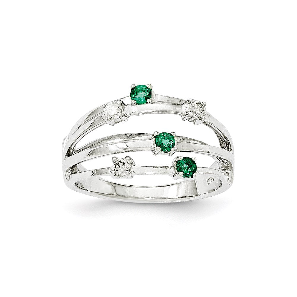 14k White Gold Emerald Real Diamond Ring