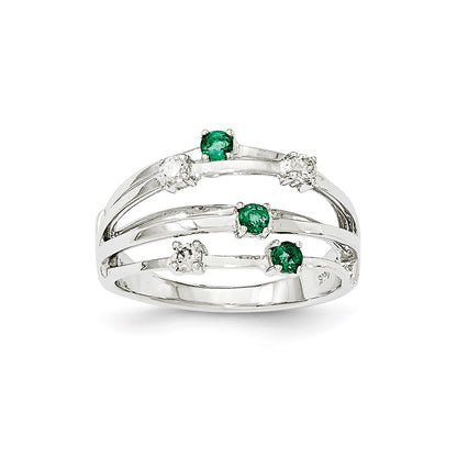 14k White Gold Emerald Real Diamond Ring
