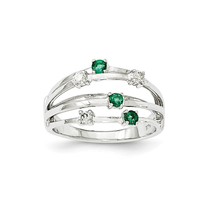 14k White Gold Emerald Real Diamond Ring