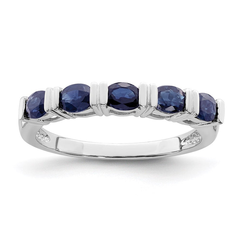 14k White Gold Sapphire Five Stone Ring