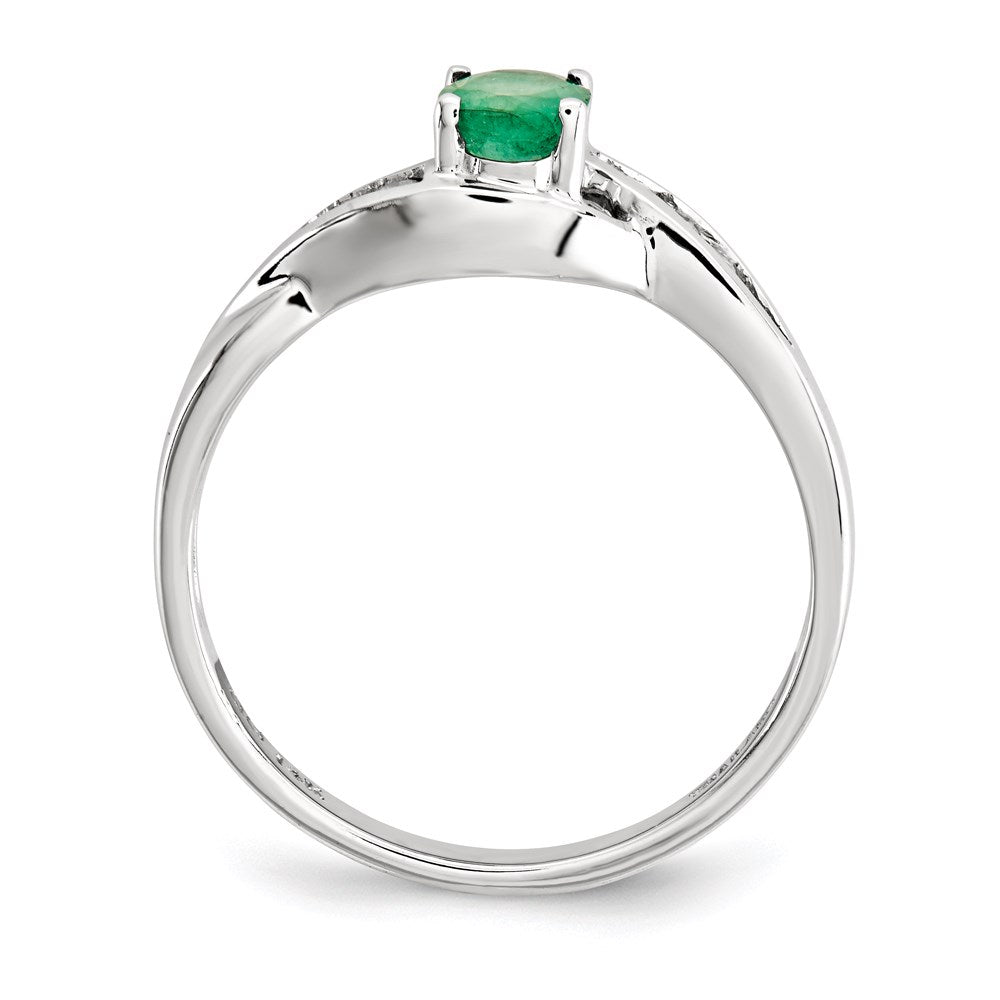 14k White Gold Emerald Real Diamond Ring