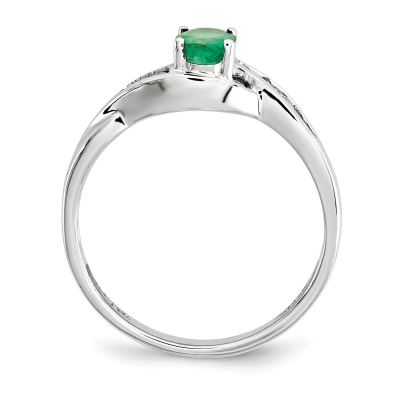14k White Gold Emerald Real Diamond Ring