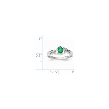 14k White Gold Emerald Real Diamond Ring