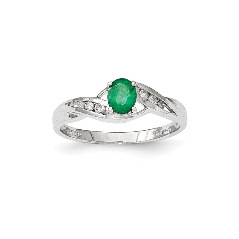 14k White Gold Emerald Real Diamond Ring