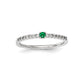 14K White Gold Real Diamond and Emerald Solitaire Ring