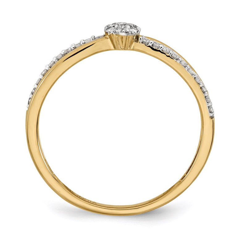 14K Gold Polished Real Diamond Criss Cross Ring