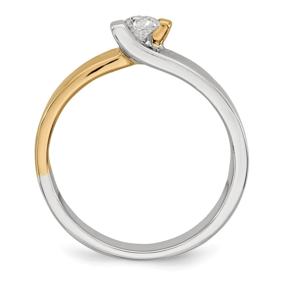 14K Y/W Gold Polished Real Diamond Ring