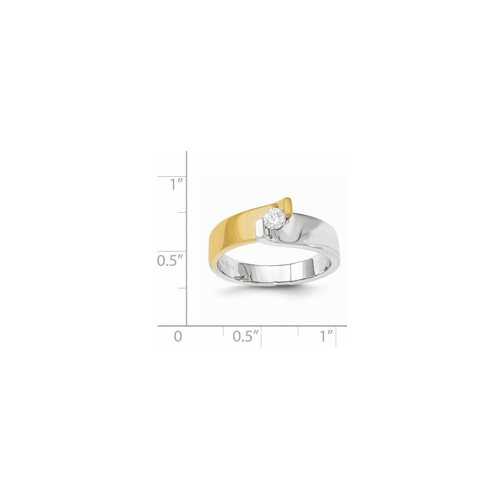 14K Y/W Gold Polished Real Diamond Ring