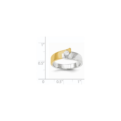 14K Y/W Gold Polished Real Diamond Ring