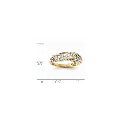 14K Gold Polished Real Diamond Wavy Ring