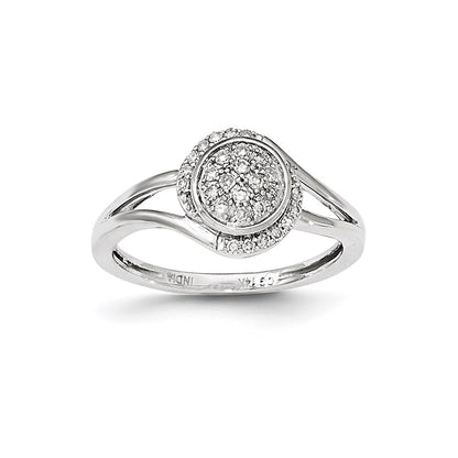 14K White Gold Real Diamond Round Cluster Ring