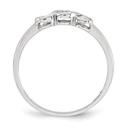 14k White Gold Polished 3 Stone Real Diamond Ring