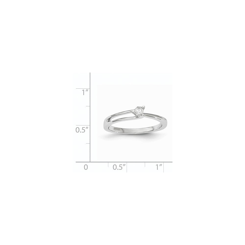 14k White Gold Real Diamond Polished Ring