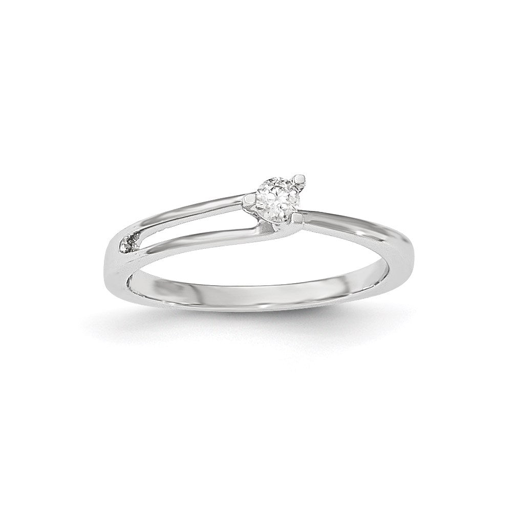 14k White Gold Real Diamond Polished Ring