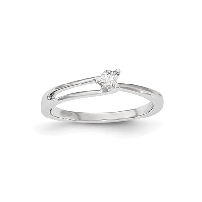 14k White Gold Real Diamond Polished Ring