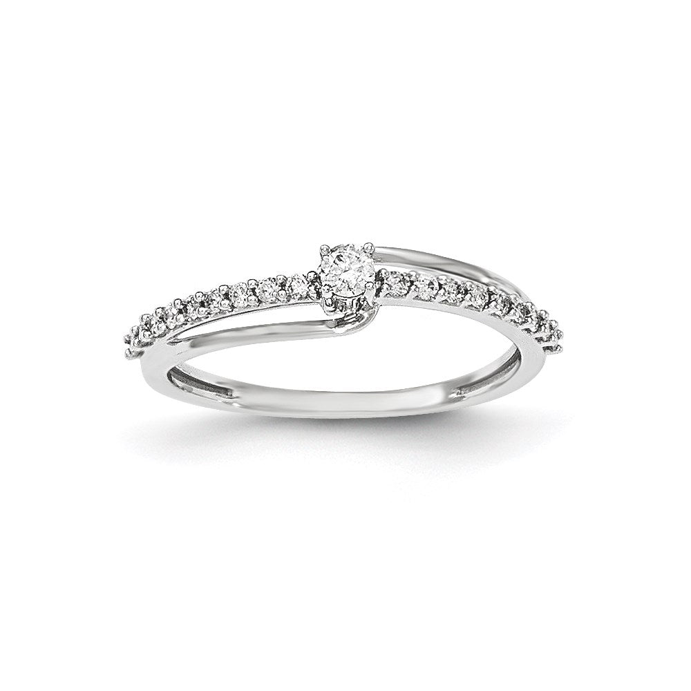 14k White Gold Real Diamond Polished Ring