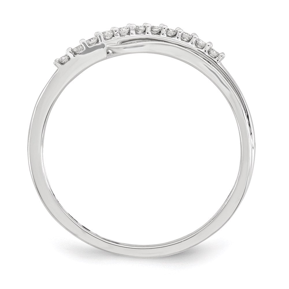 14kt White Gold Polished Fancy Wave Real Diamond Ring