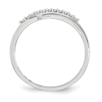 14kt White Gold Polished Fancy Wave Real Diamond Ring