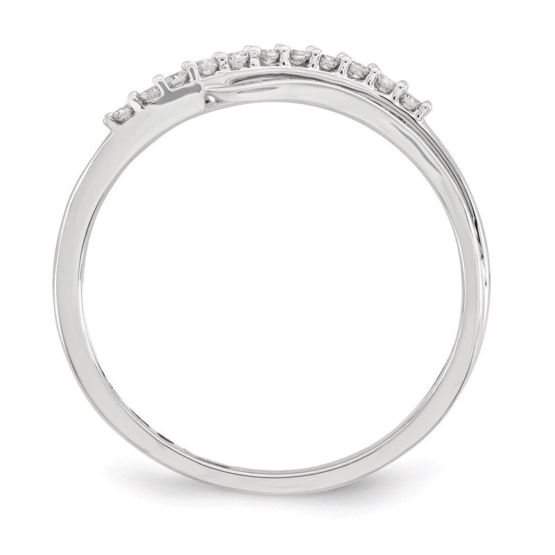 14kt White Gold Polished Fancy Wave Real Diamond Ring