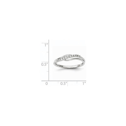 14kt White Gold Polished Fancy Wave Real Diamond Ring
