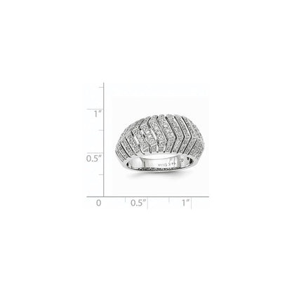 14K White Gold Real Diamond Pav‚ Ring