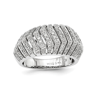 14K White Gold Real Diamond Pav‚ Ring