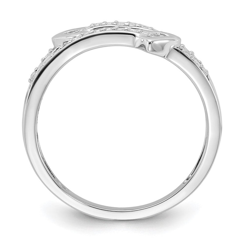 14K White Gold Real Diamond Heart Ring