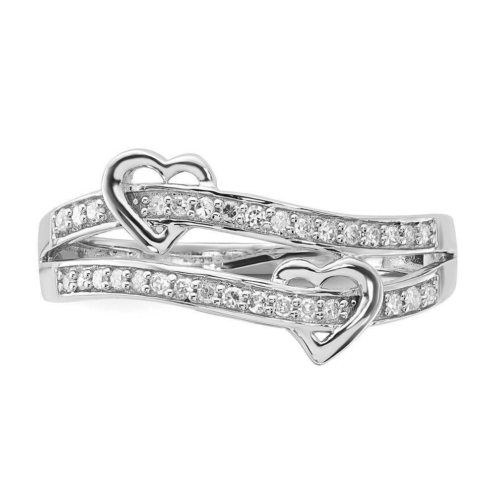 14K White Gold Real Diamond Heart Ring