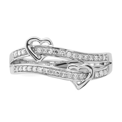 14K White Gold Real Diamond Heart Ring