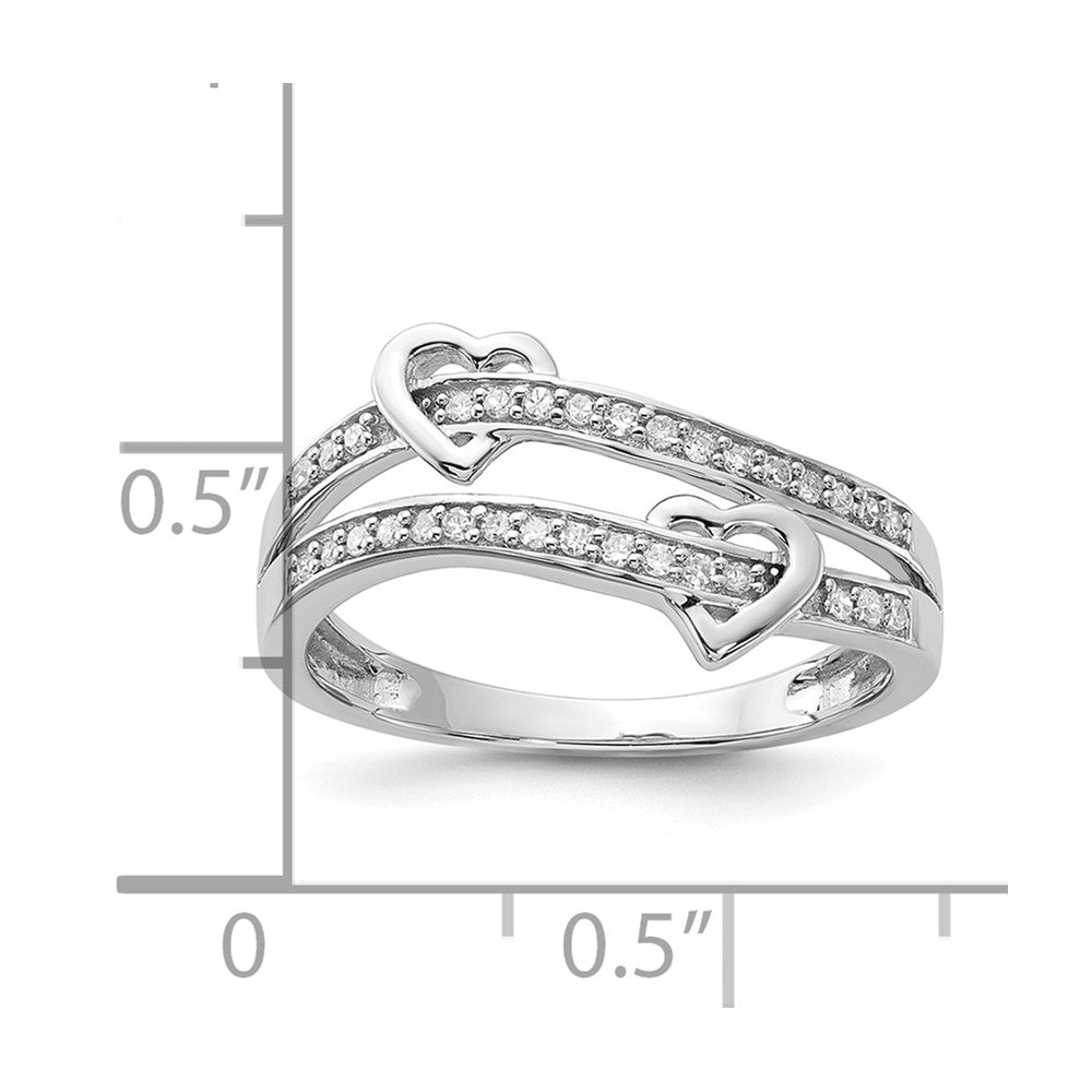 14K White Gold Real Diamond Heart Ring