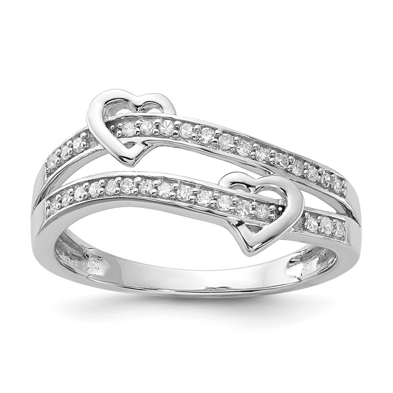 14K White Gold Real Diamond Heart Ring