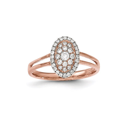 14k Rose Gold Real Diamond Oval Ring