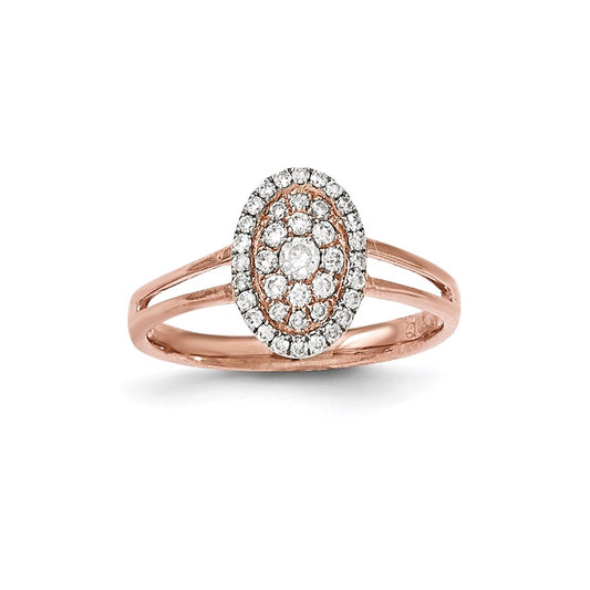 14k Rose Gold Real Diamond Oval Ring