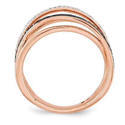 14k Rose Gold Polished Diamond/Blk Real Diamond Fancy Ring