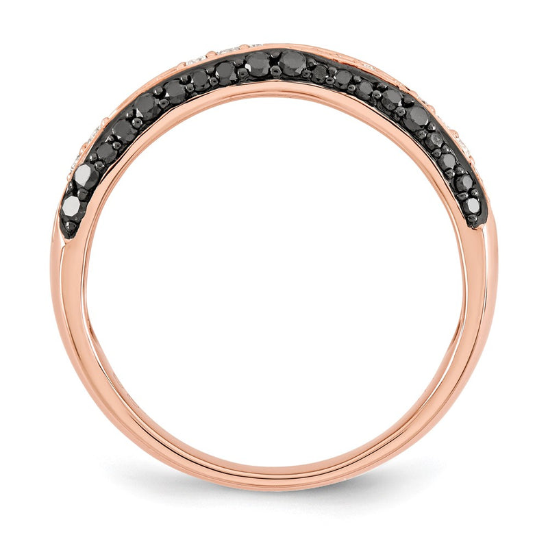 14k Rose Gold Black & White Real Diamond Ring