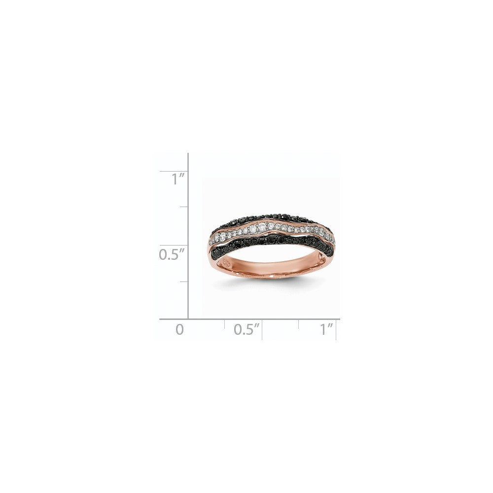 14k Rose Gold Black & White Real Diamond Ring