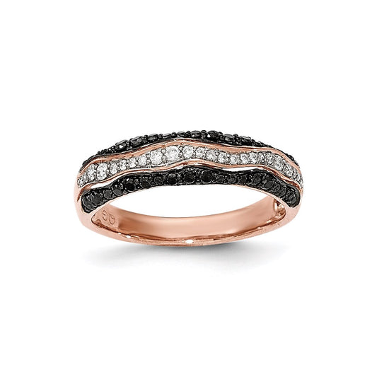 14k Rose Gold Black & White Real Diamond Ring