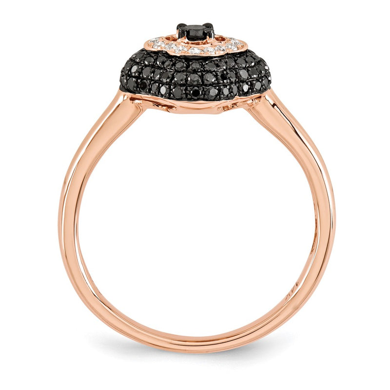 14k Rose Gold Black & White Real Diamond Ring