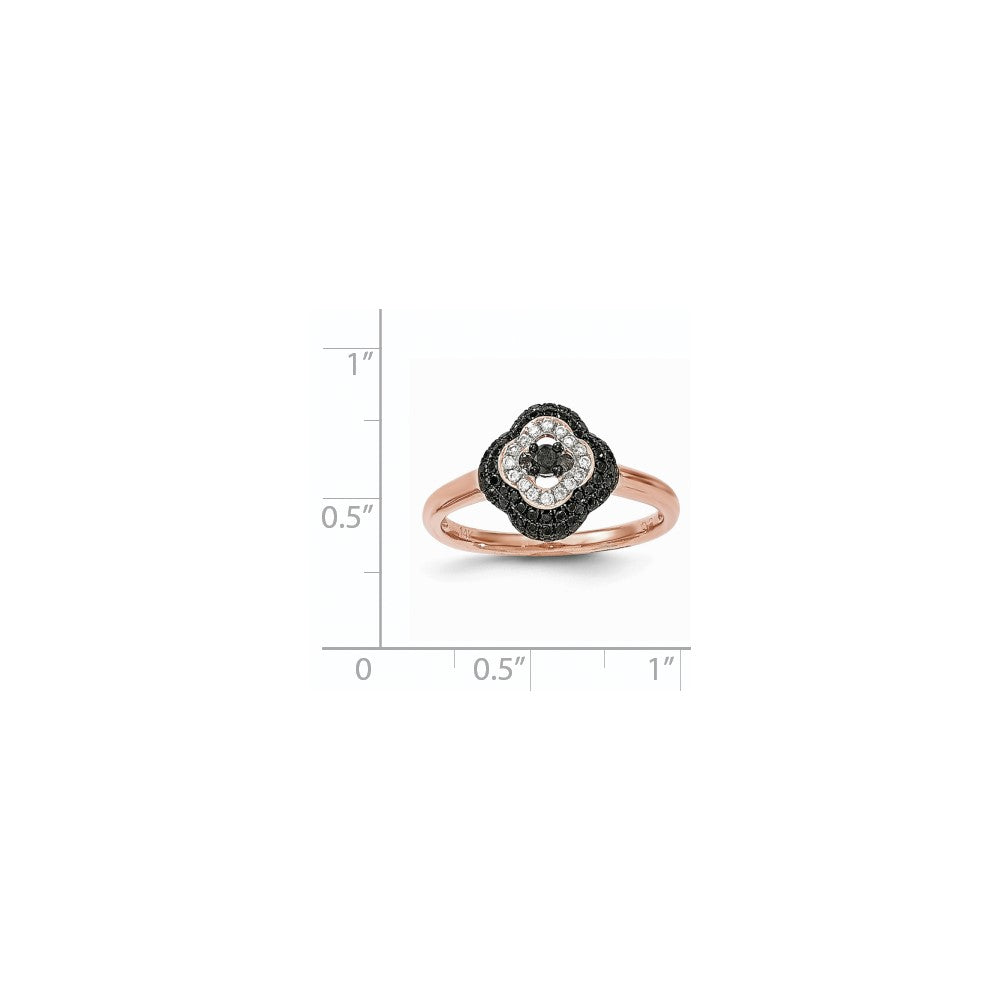 14k Rose Gold Black & White Real Diamond Ring