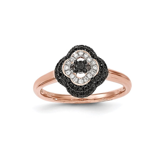 14k Rose Gold Black & White Real Diamond Ring